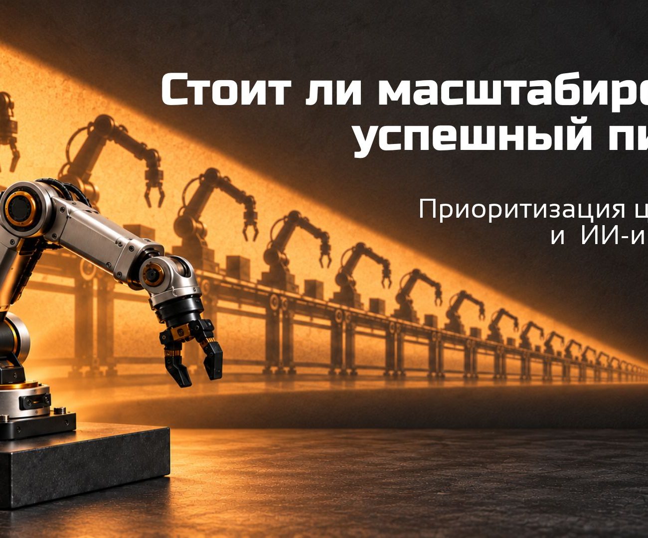 Робот-манипулятор и ряд его проекций — иллюстрация масштабирования цифровых и ИИ-решений.